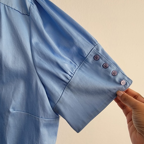 Fred David - Blue Shirt with unique sleeve detailing - Picture 3 of 5